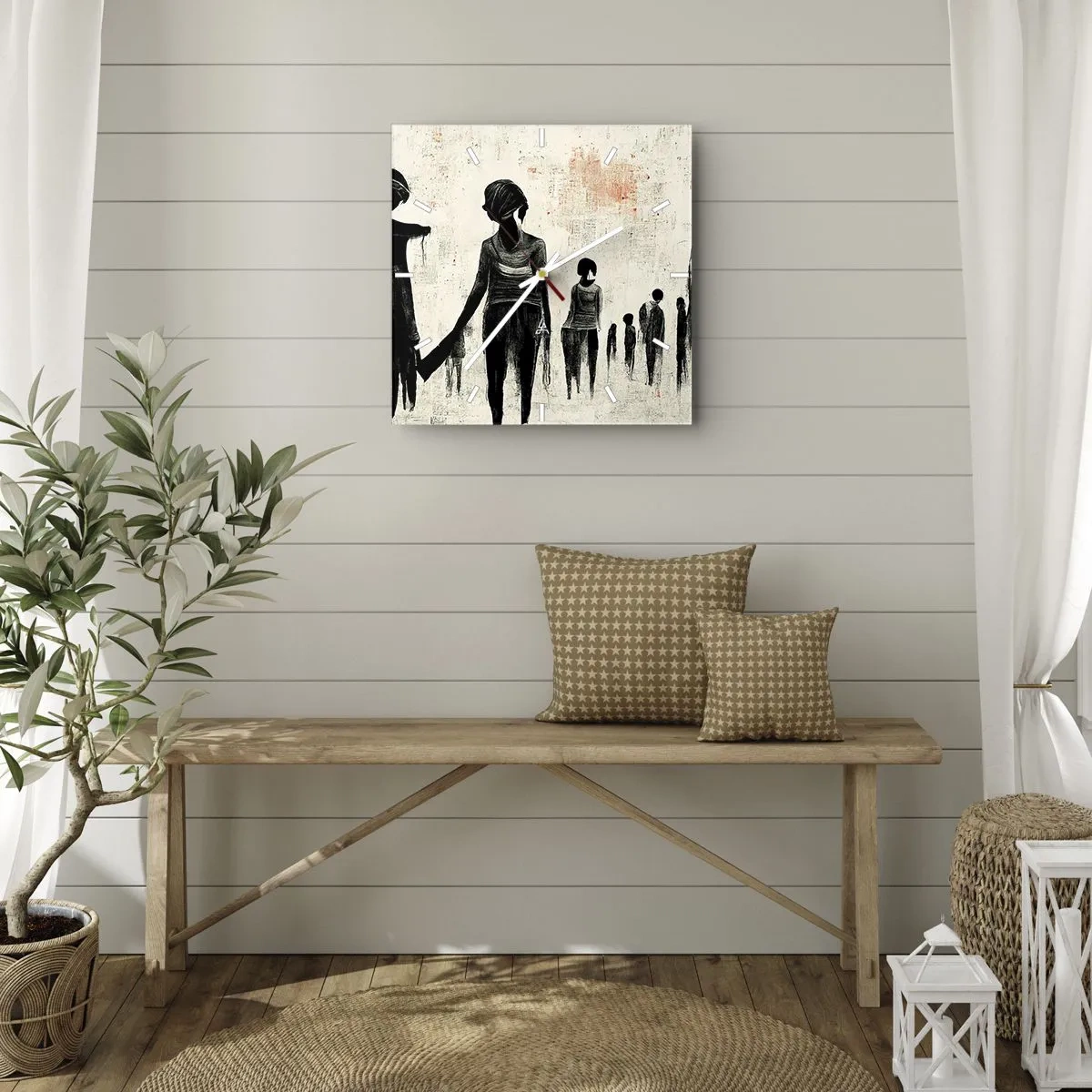 Väggklocka - Klocka på glas - Mot ensamhet - 30x30 cm