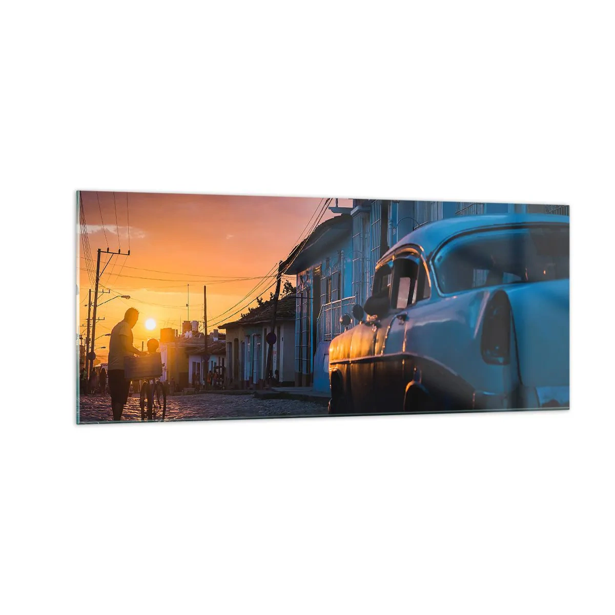 Glastavla - Bild på glas - Här bromsar tiden - 100x40 cm