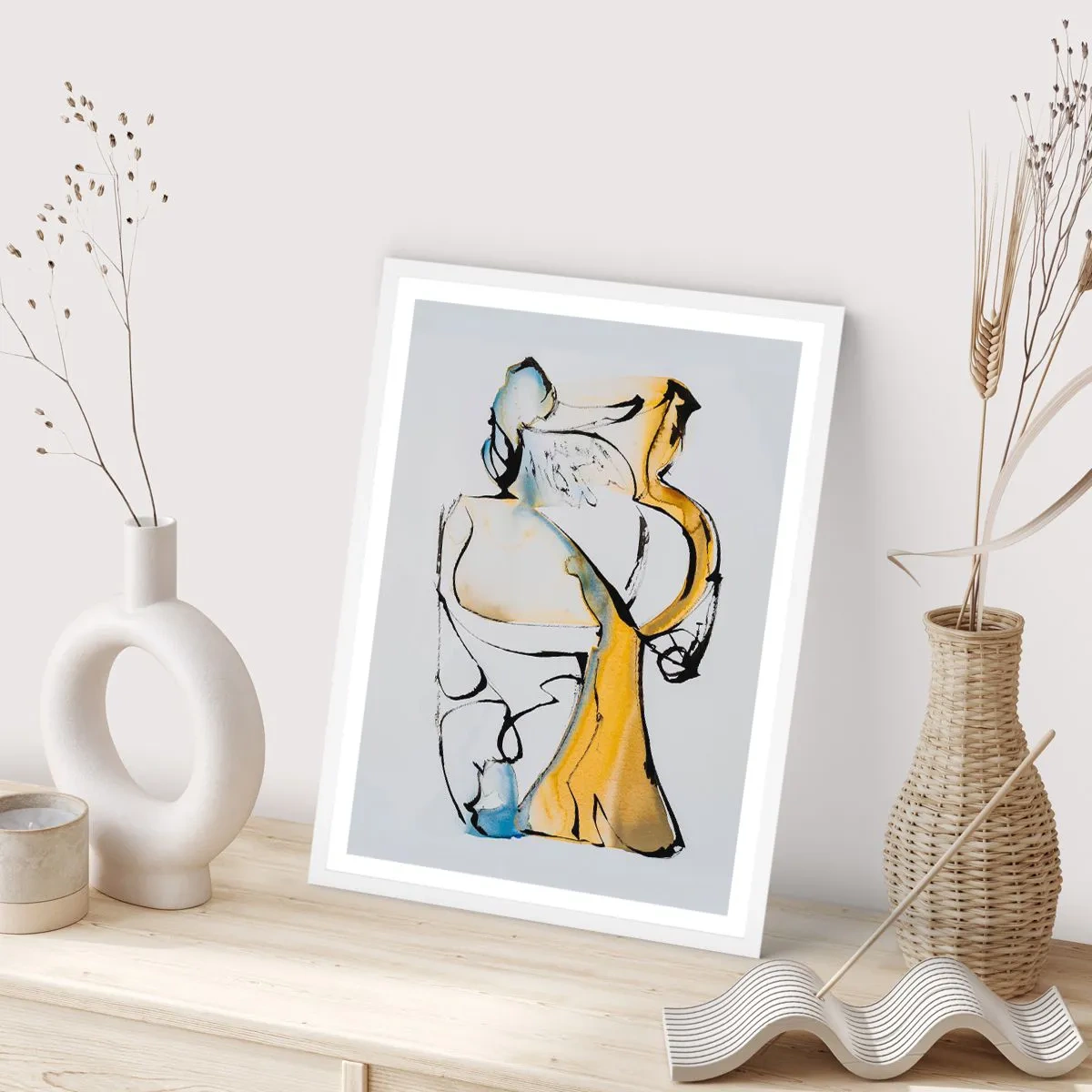 Affisch i vit ram - Abstraktion i glas - 70x100 cm