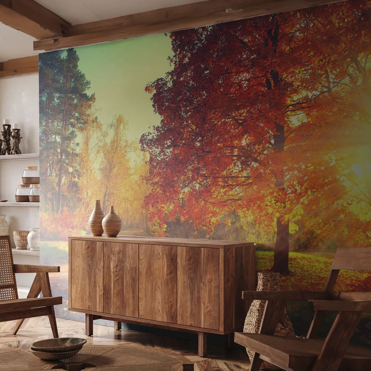 Självhäftande Fototapet Deluxe Sticker - Rött är vackert - Landskap, Parkera, Natur - 500x350 cm