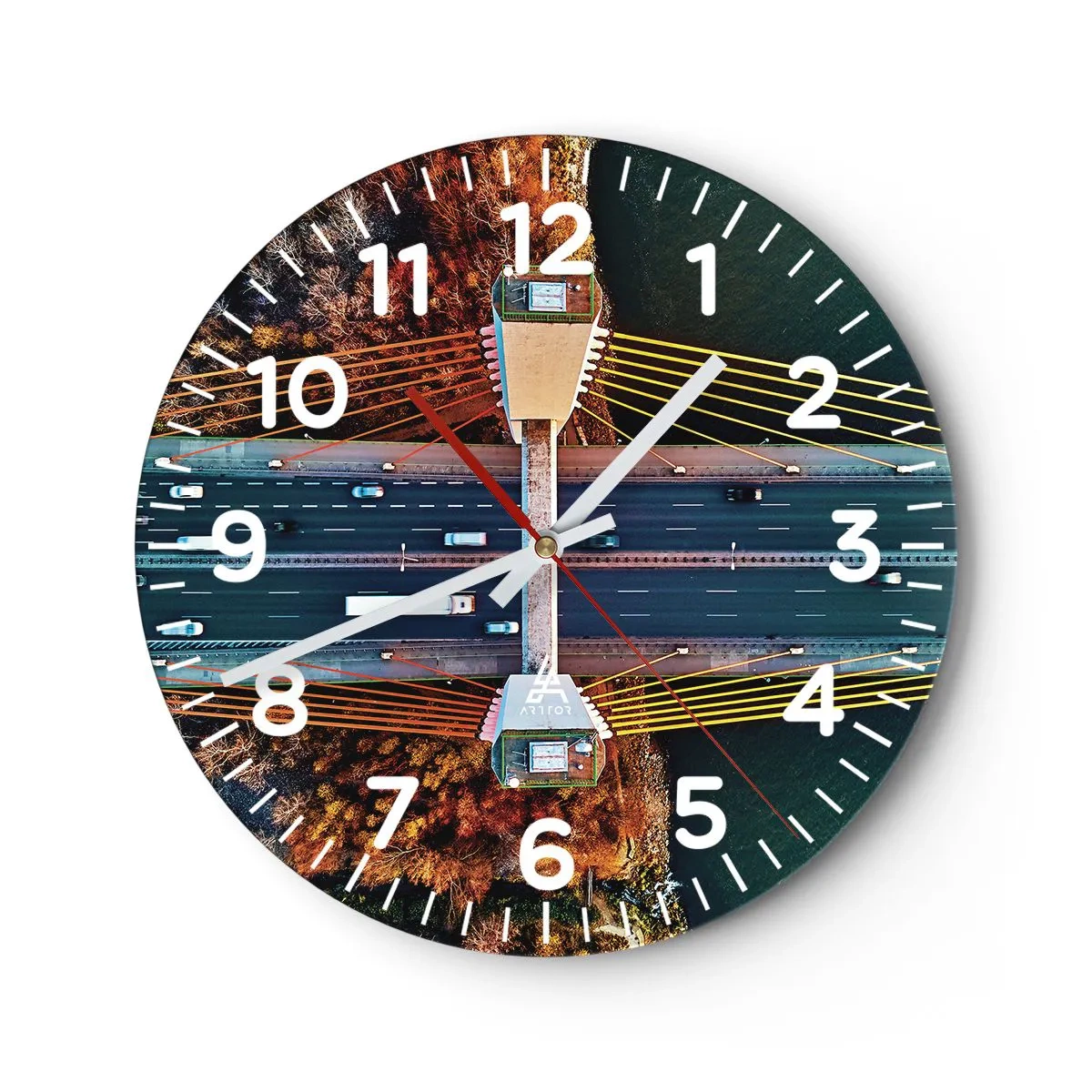 Väggklocka - Klocka på glas - Bortom vatten, bortom skog - 40x40 cm