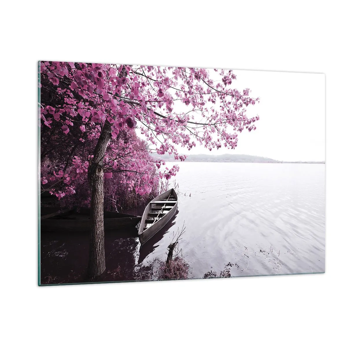 Glastavla - Bild på glas - I rosa tystnad - 120x80 cm