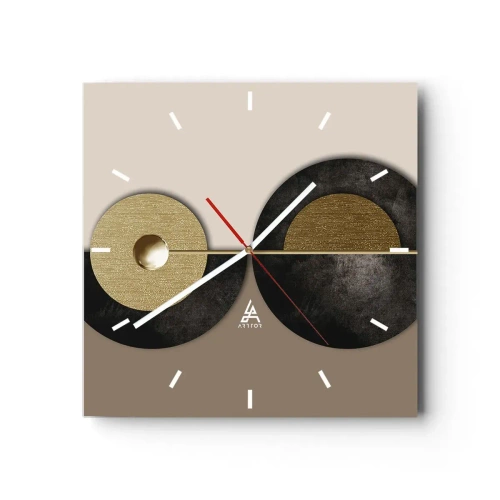 Väggklocka - Klocka på glas - Variationer runt en cirkel - 40x40 cm
