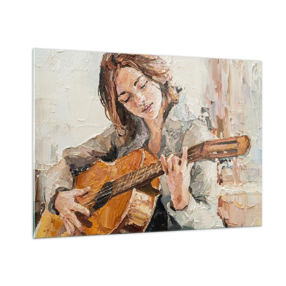 Glastavla - Bild på glas - Konsert för gitarr och en flickas hjärta - 100x70 cm