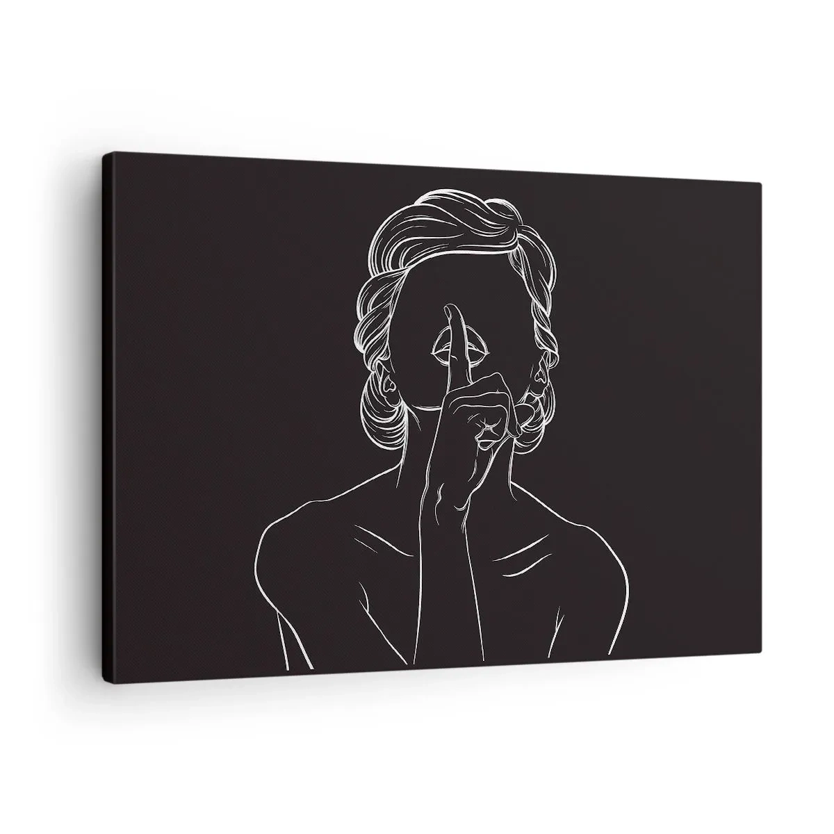 Canvastavla - Bild på duk - Minimalistisk silhuett av en kvinna på svart bakgrund - 70x50cm - Skönhet blommar i tystnad - Modern väggdekoration för vardagsrum och sovrum ARTTOR