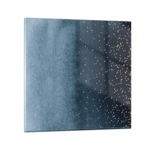 Glastavla - Bild på glas - Komposition – blåa faser - 40x40 cm