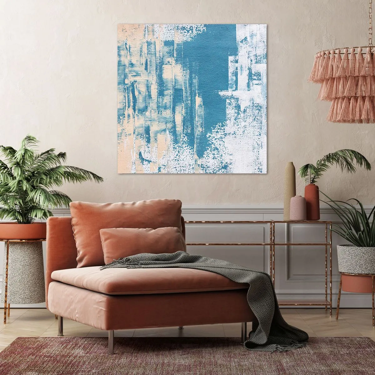 Canvastavla - Bild på duk - Genom istapp - 50x50 cm