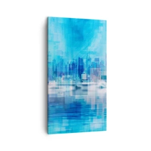 Canvastavla - Bild på duk - Försänkta i blått - 45x80 cm