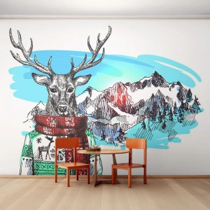 Fototapet Standard Eco - Även hjort har en dröm  - Abstraktion, Rådjur, För barn - 200x140 cm