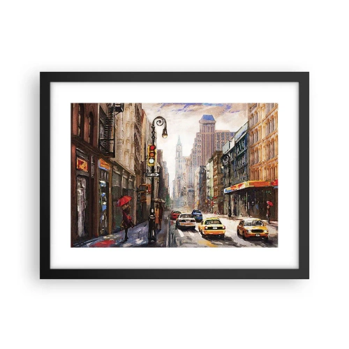 Affisch i svart ram - New York - färgglad också i regnet - 40x30 cm