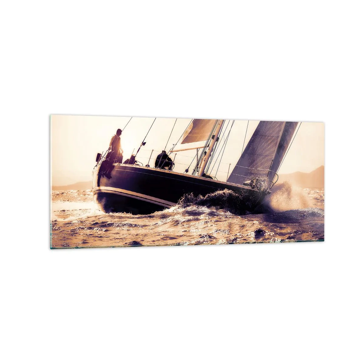 Glastavla - Bild på glas - Segla seglaren - 120x50 cm