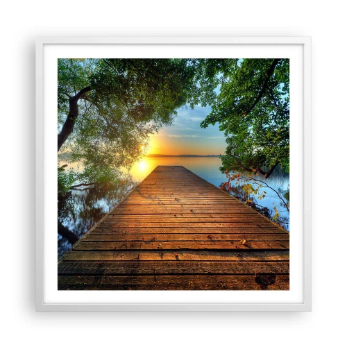 Affisch i vit ram - Sakta ner, sätt dig - 60x60 cm