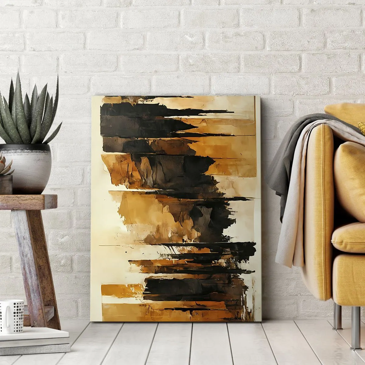 Canvastavla - Bild på duk - Harmoni av svart och guld - 50x70 cm