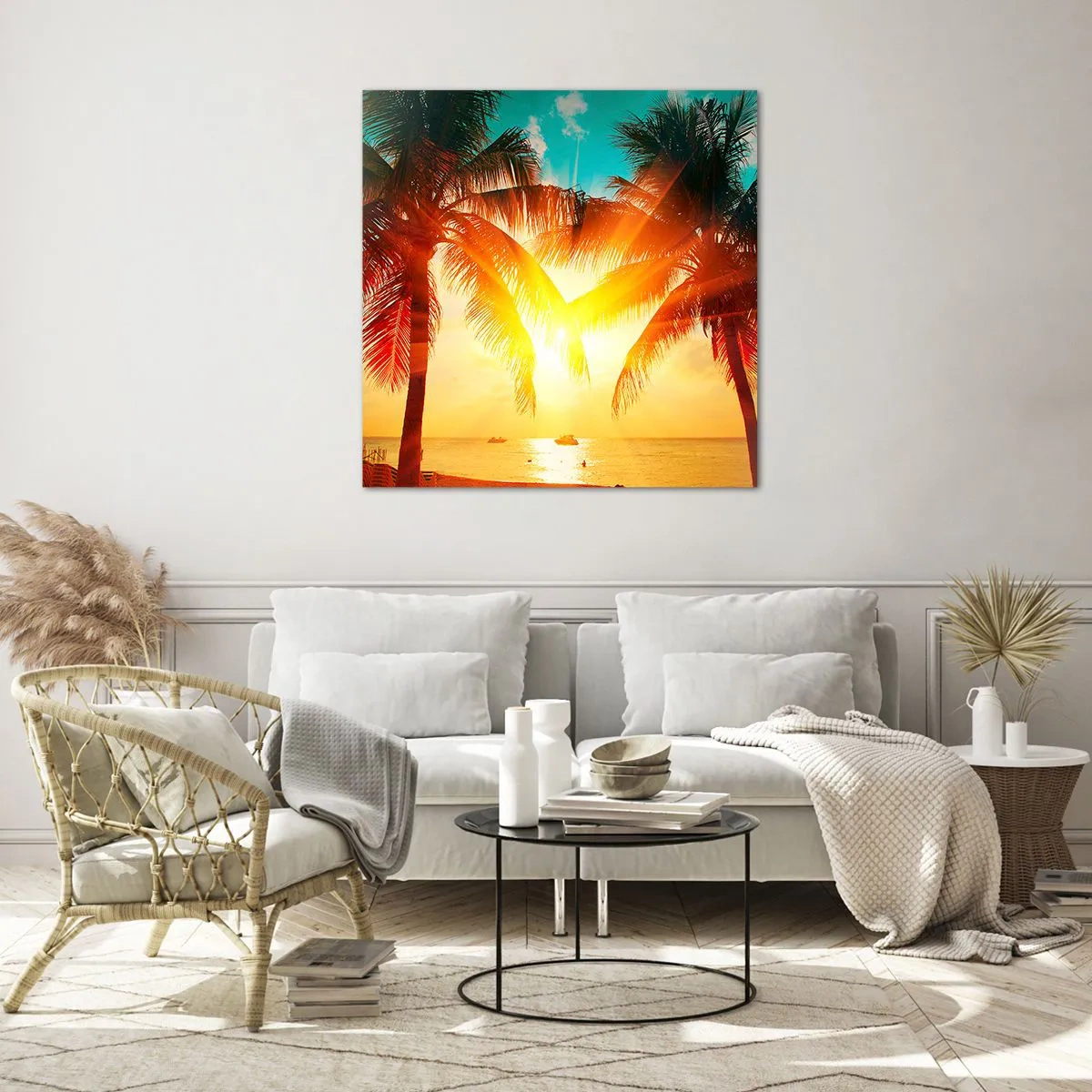 Glastavla - Bild på glas - Exotisk par - 50x50 cm