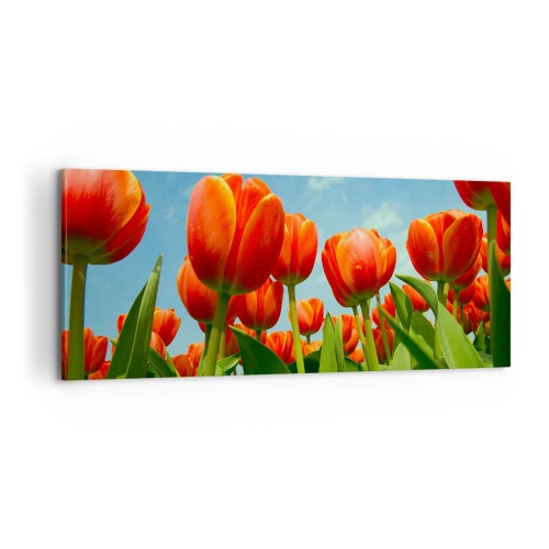 Canvastavla - Bild på duk - Förutom blå himmel behöver vi inget annat i livet - 100x40 cm