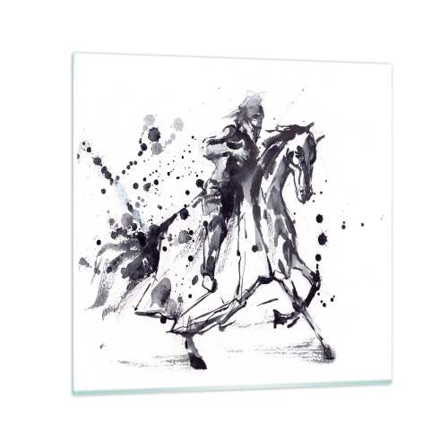 Glastavla - Bild på glas - Svart riddare - 30x30 cm