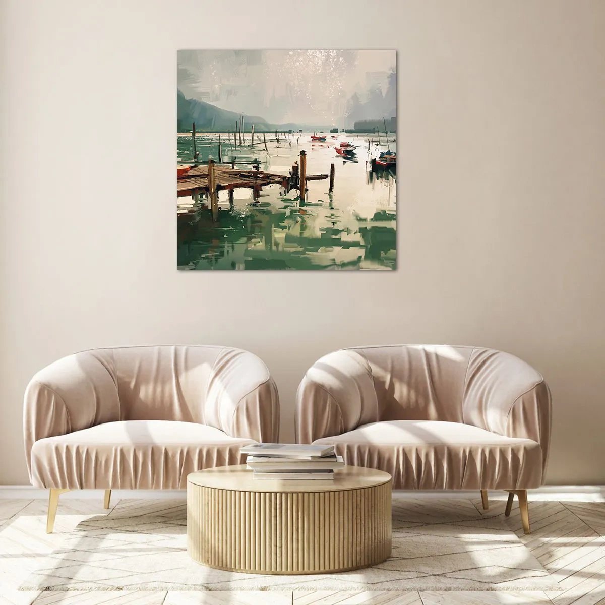 Glastavla - Bild på glas - Täckt med smält måne - 70x70 cm