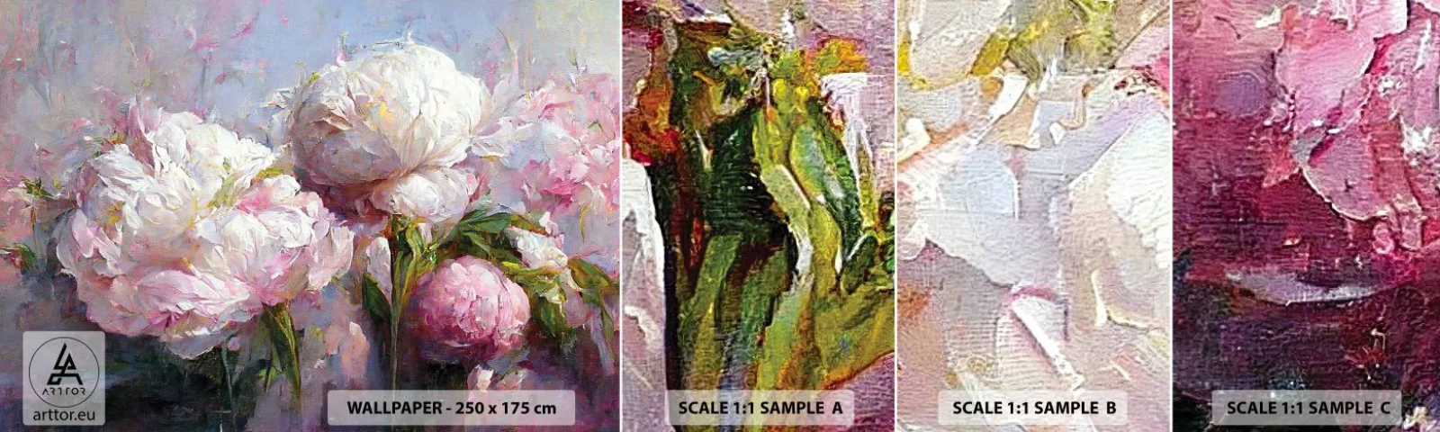 Fototapet Prov Standard Eco - En bukett full av liv - Blommor, Pioner, Klassicism - 100x30 cm