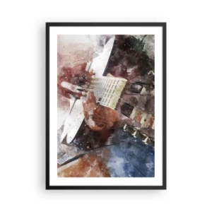 Affisch i svart ram - Konstnärlig skildring av en gitarr i akvarellstil - 50x70cm - Vad tycker du om det? - Modern väggdekoration för vardagsrum och sovrum ARTTOR