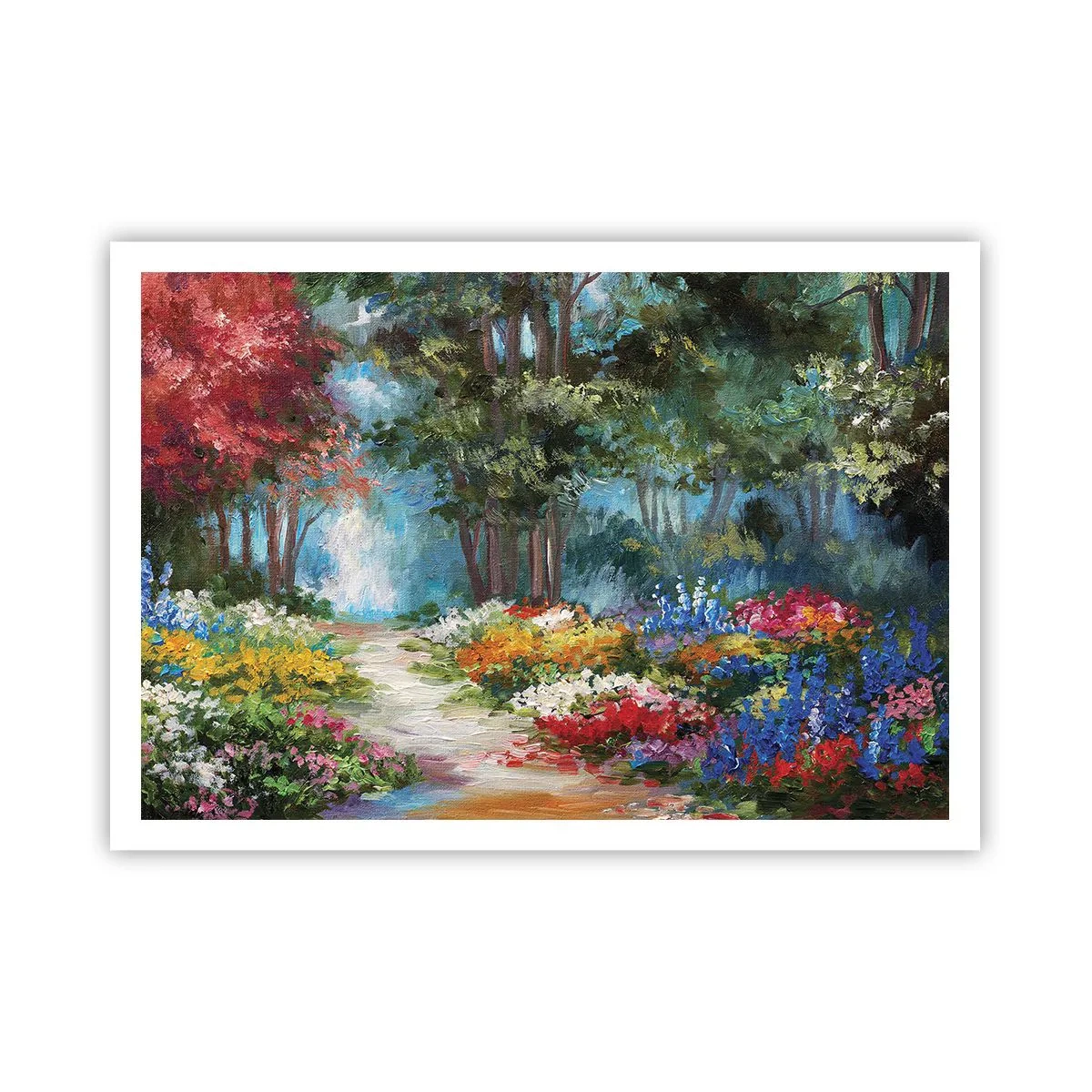 Affisch - Skogsträdgård, blomskog - 100x70 cm