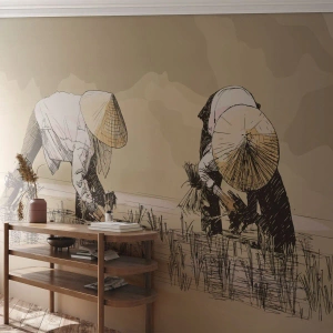 Fototapet Standard Eco - Lyckad skörd - Asien, Risplantage, Risfält - 250x175 cm