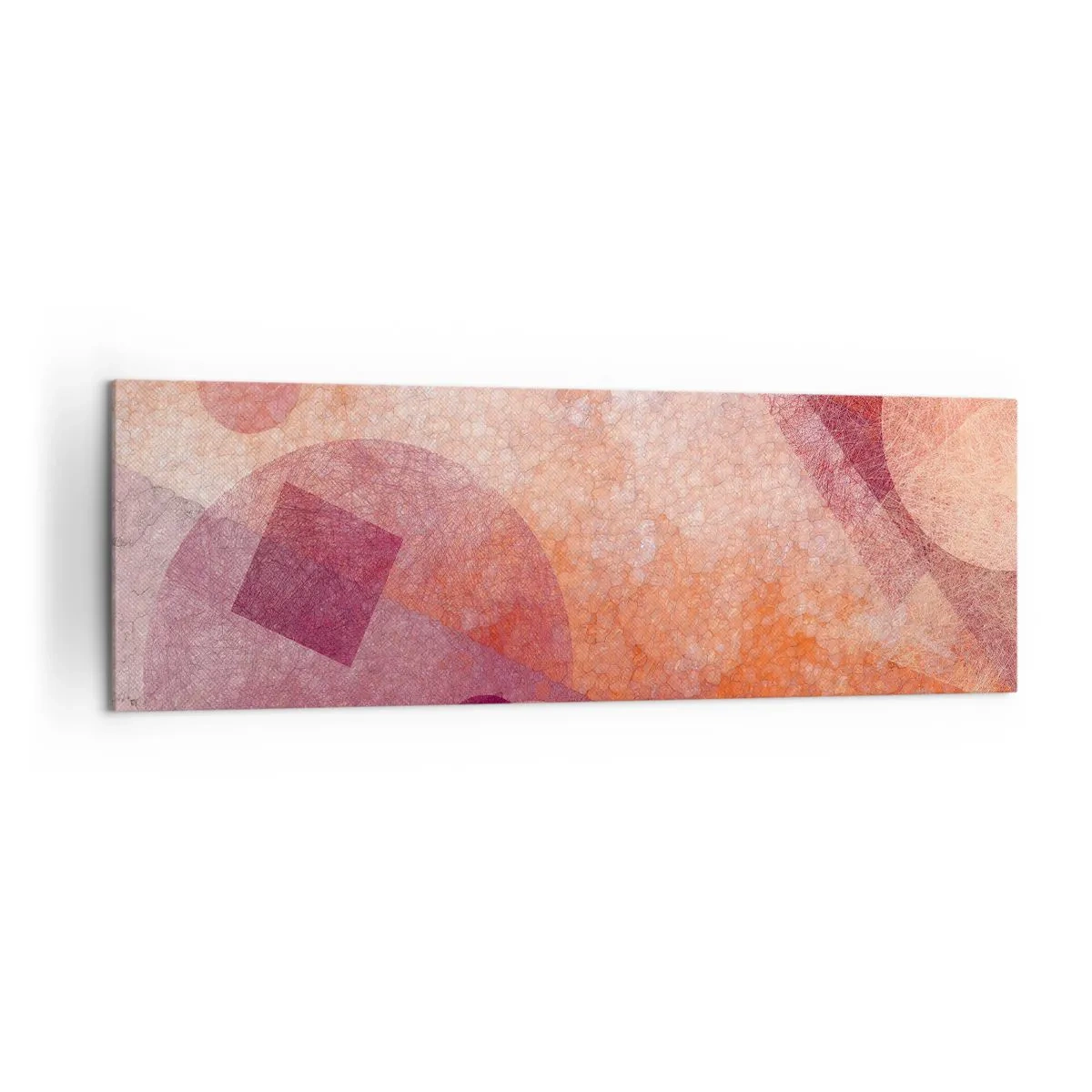 Canvastavla - Bild på duk - Geometriska omvandlingar i rosa - 160x50 cm