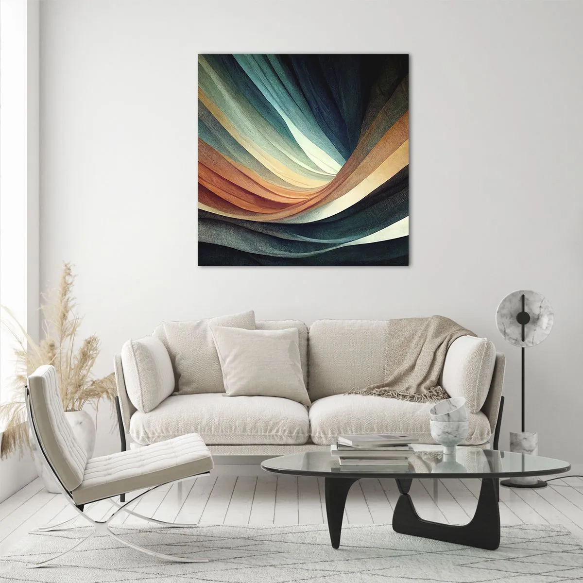 Glastavla - Bild på glas - Vävd av färger - 70x70 cm