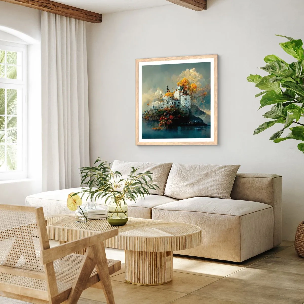 Affisch i ram av ljusek - Början på en romantisk historia - 60x60 cm