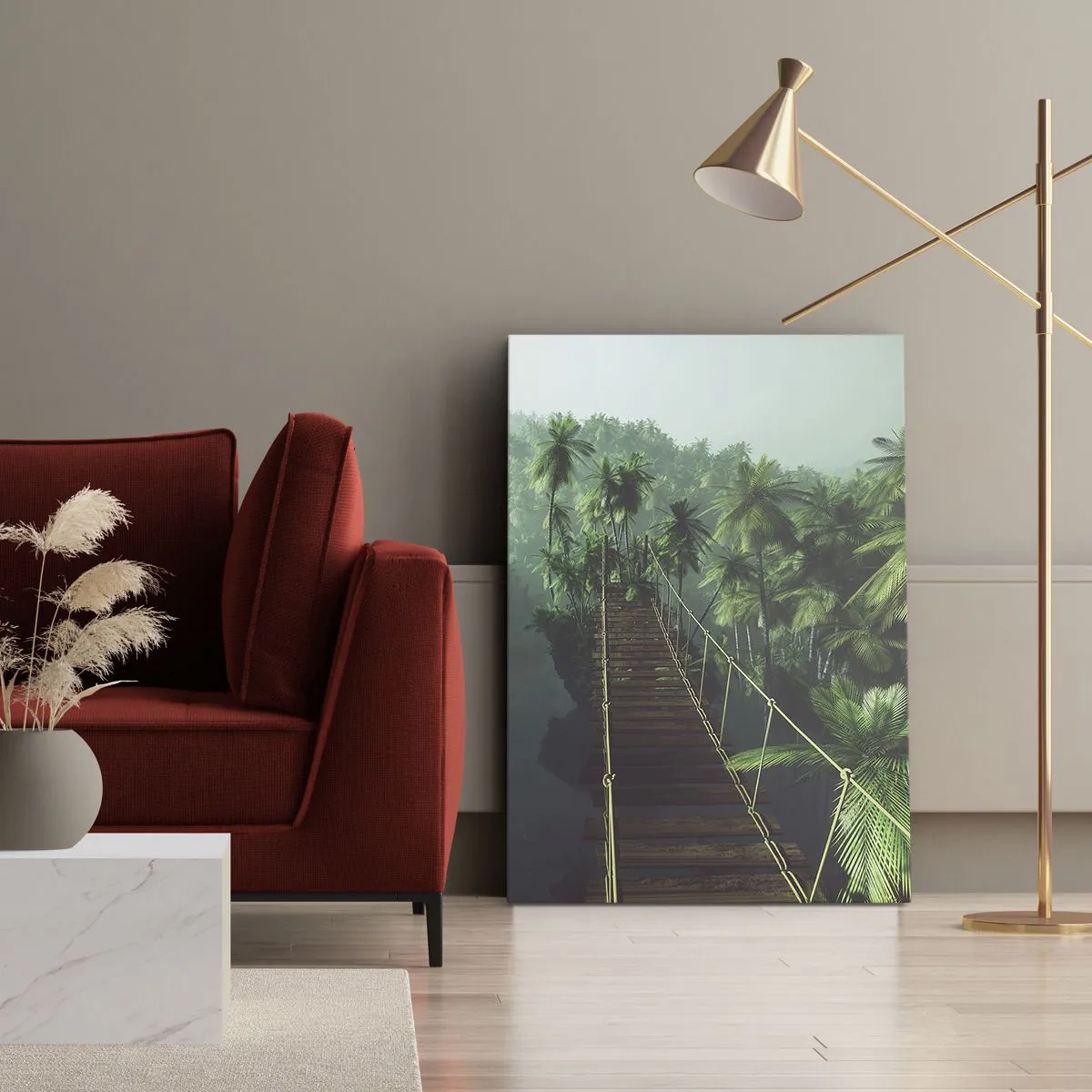 Canvastavla - Bild på duk - Över grönskans kaos - 55x100 cm