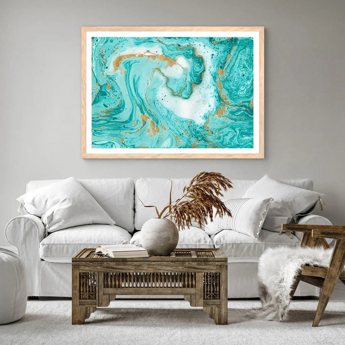 Affisch i ram av ljusek - Under stora vågen från Edo-tiden - 50x40 cm