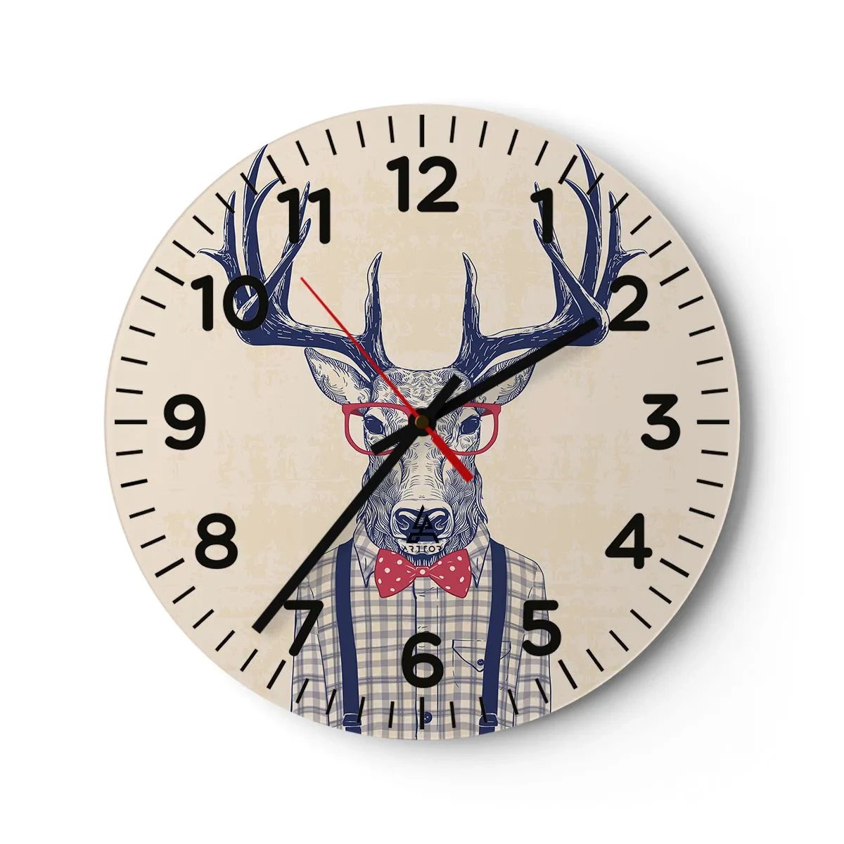 Väggklocka - Klocka på glas - Rolig extravagans - 30x30 cm