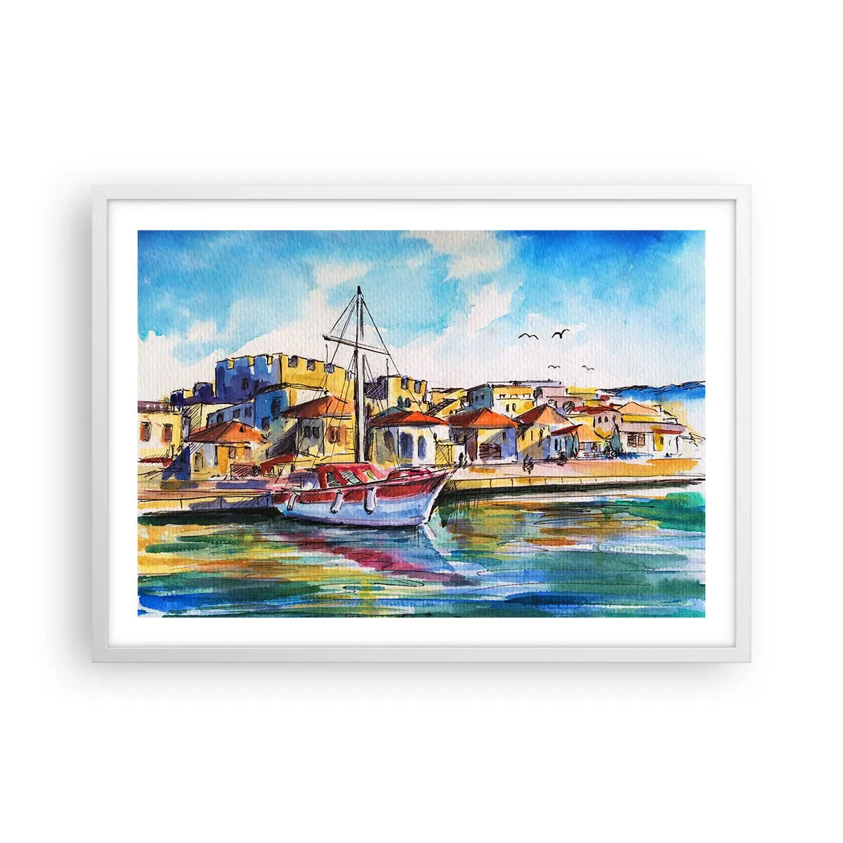 Affisch i vit ram - Regnbågseftermiddag - 70x50 cm
