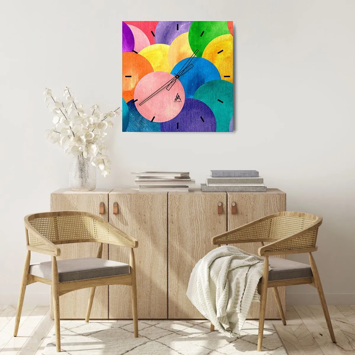 Väggklocka - Klocka på glas - Full av liv - 40x40 cm