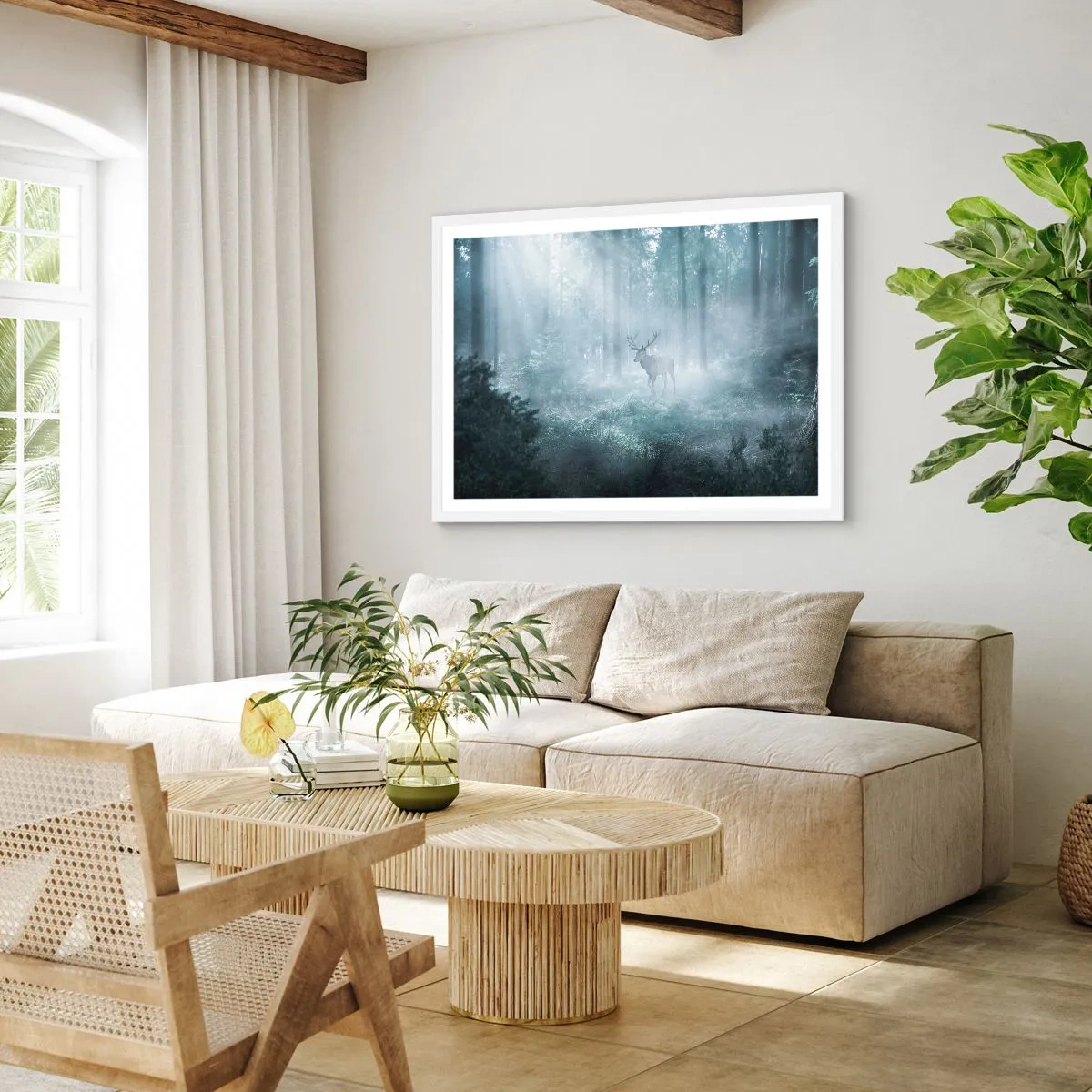 Affisch i vit ram - Morgonrond runt godset - 100x70 cm