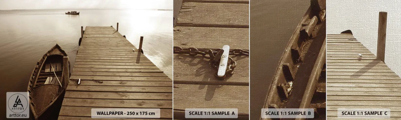 Provbit av fototapet Premium Canvas - Stora lugnet - Landskap, Sjö, Träbro - 100x30 cm