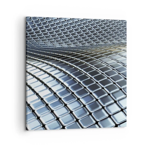 Canvastavla - Bild på duk - Metallisk silver våg - 60x60 cm