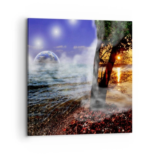Canvastavla - Bild på duk - Surrealistiskt landskap - naturens enighet - 70x70 cm