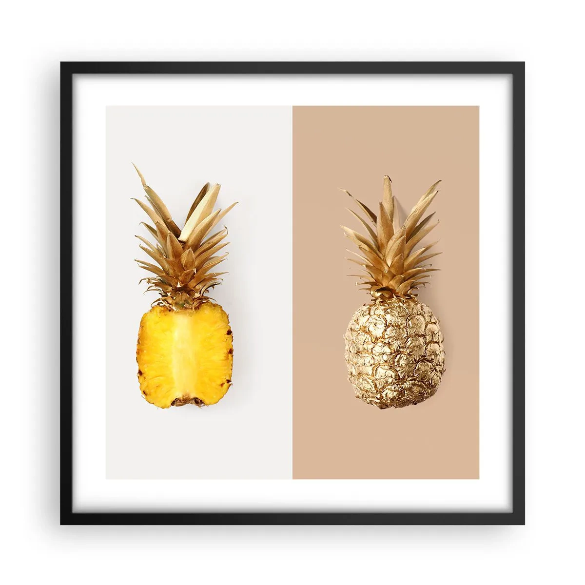 Affisch i svart ram - Ananas för oss - 50x50 cm
