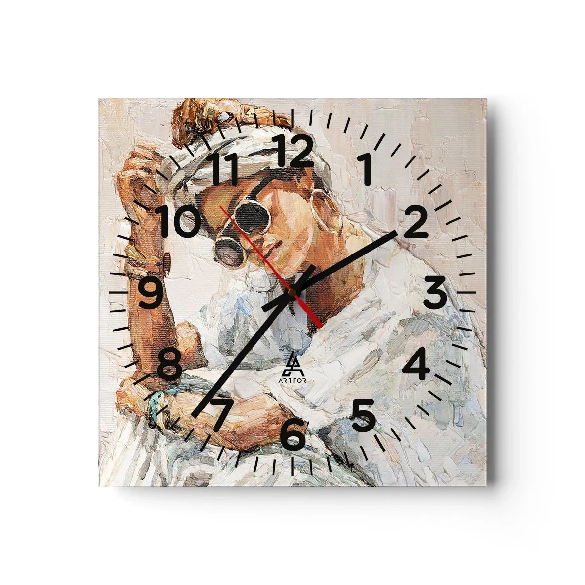Väggklocka - Klocka på glas - Porträtt i fullt solljus - 30x30 cm