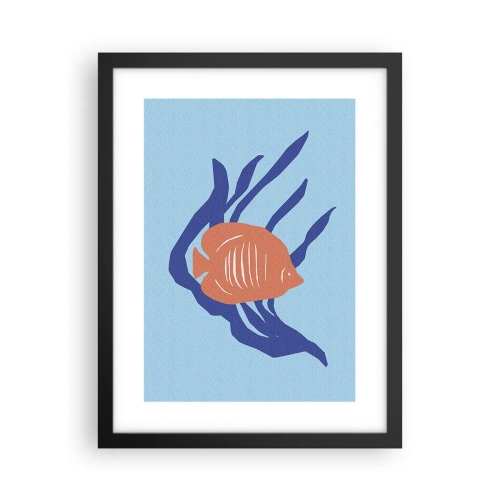 Affisch i svart ram - Inneboende i korallvatten - 30x40 cm