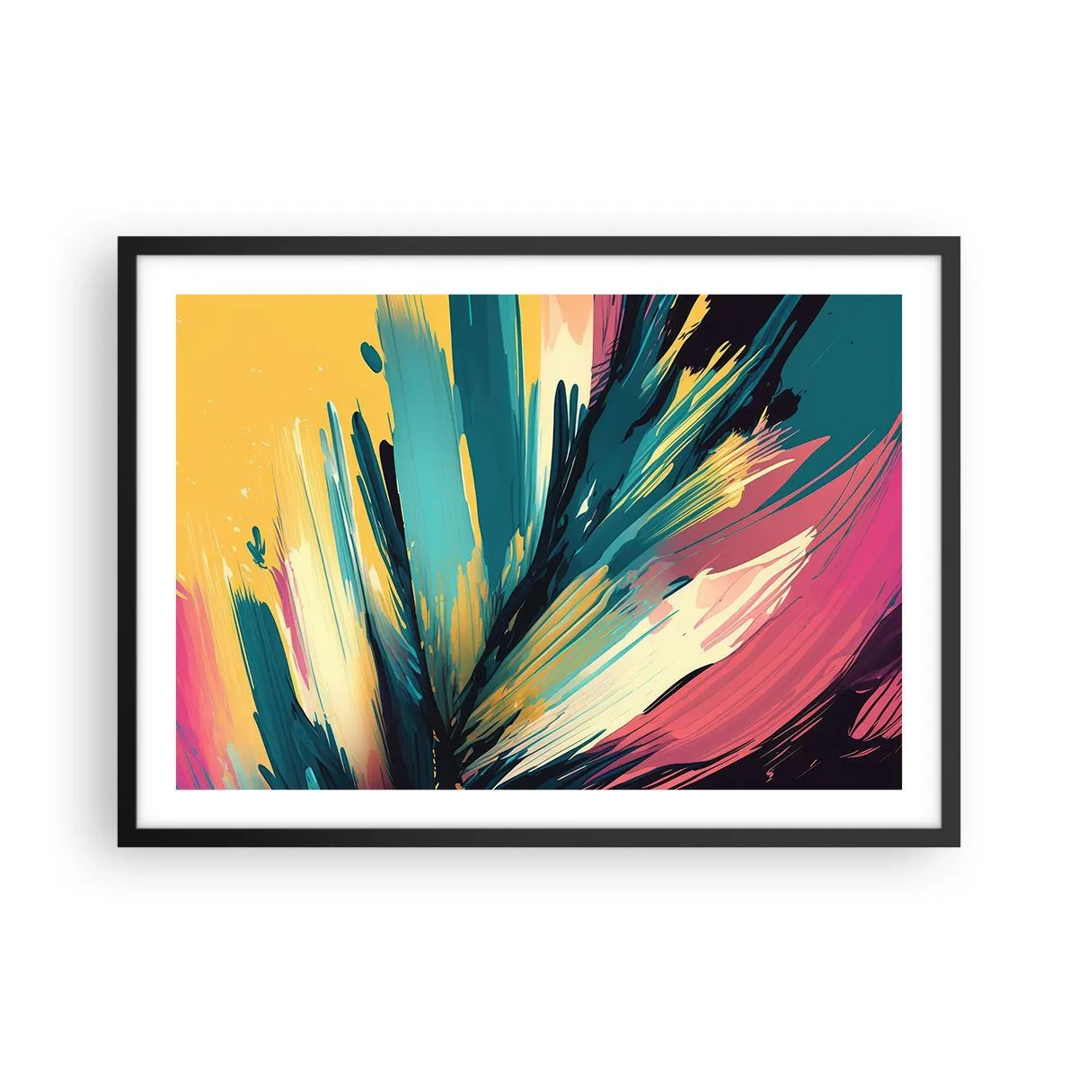 Affisch i svart ram - Komposition - en explosion av glädje - 70x50 cm