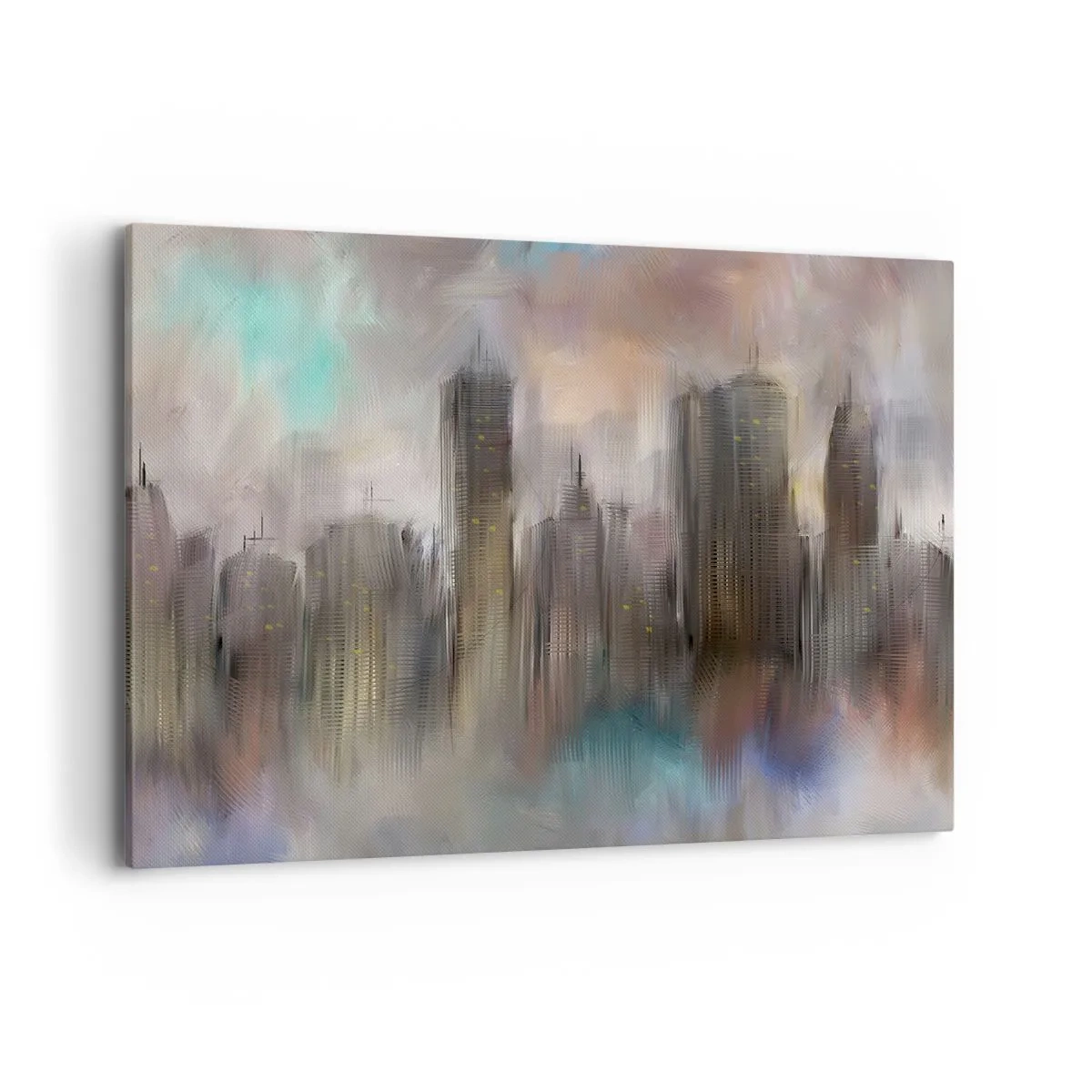 Canvastavla - Bild på duk - Komposition av stål, sten och dimma - 120x80 cm