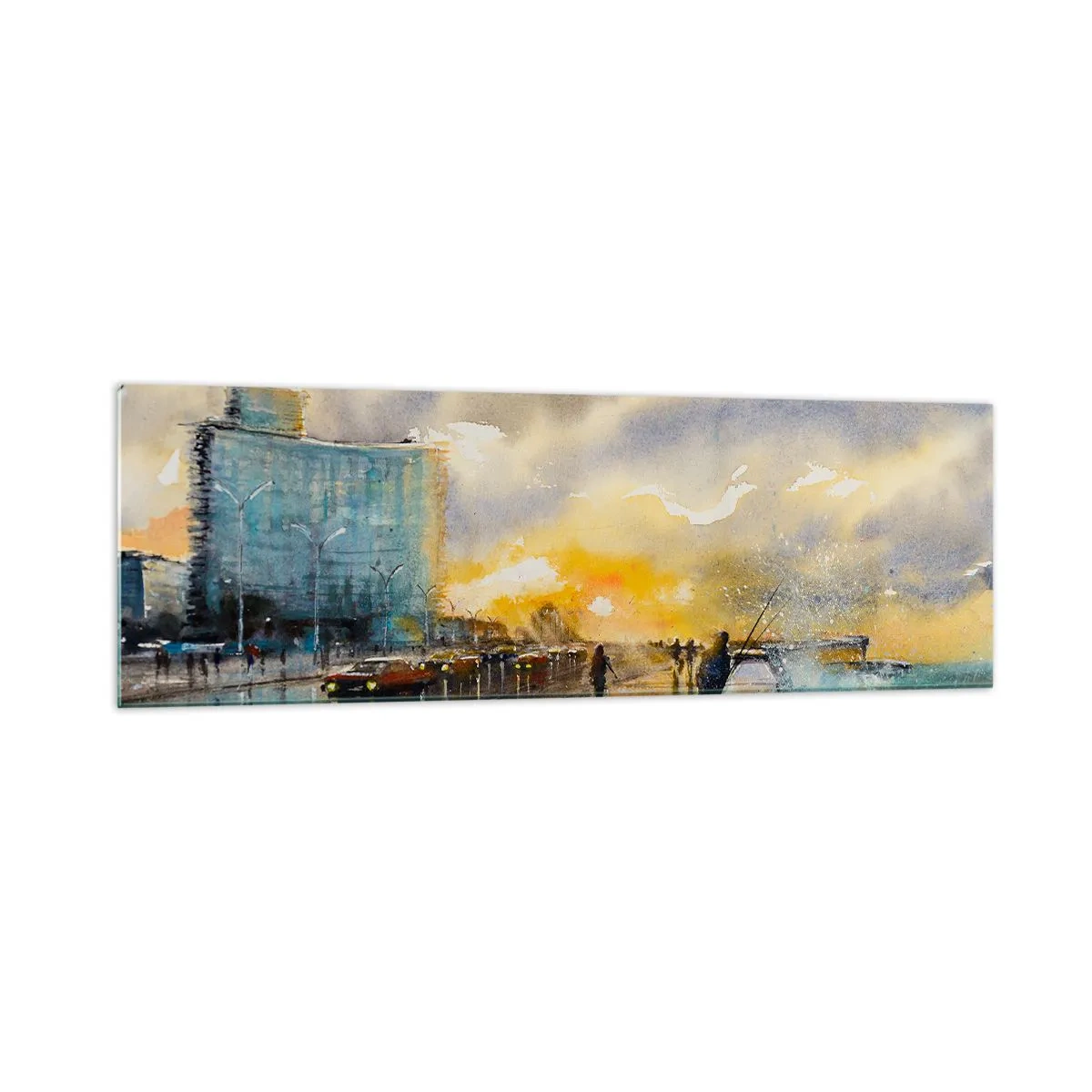 Glastavla - Bild på glas - Livet på stranden - 160x50 cm