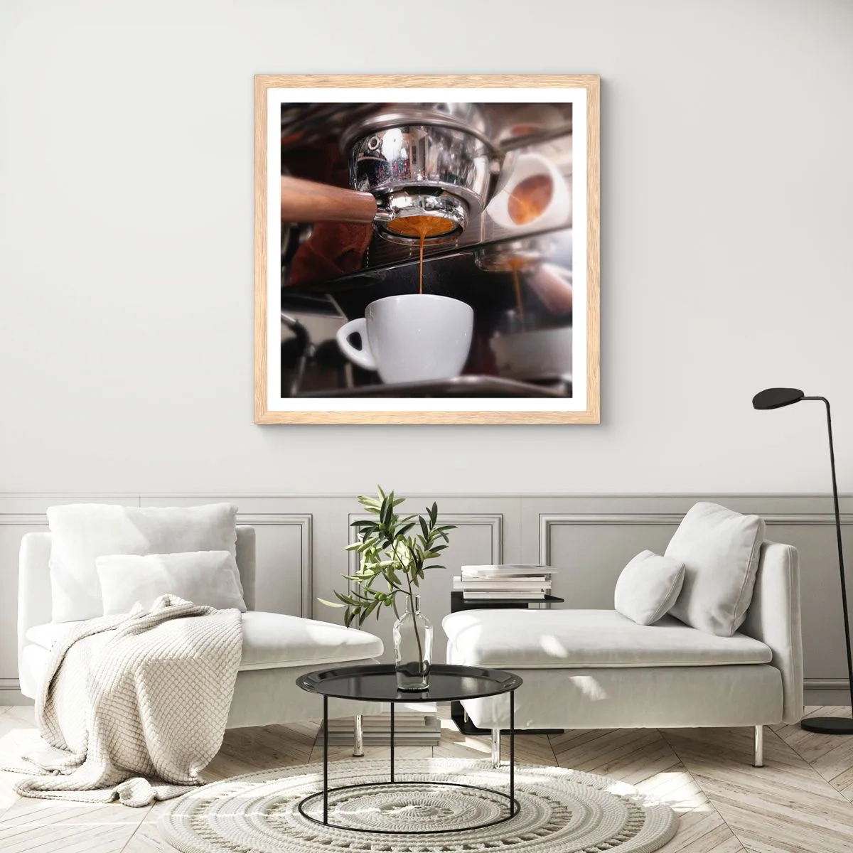 Affisch i ram av ljusek - En bra stund på dagen - 60x60 cm