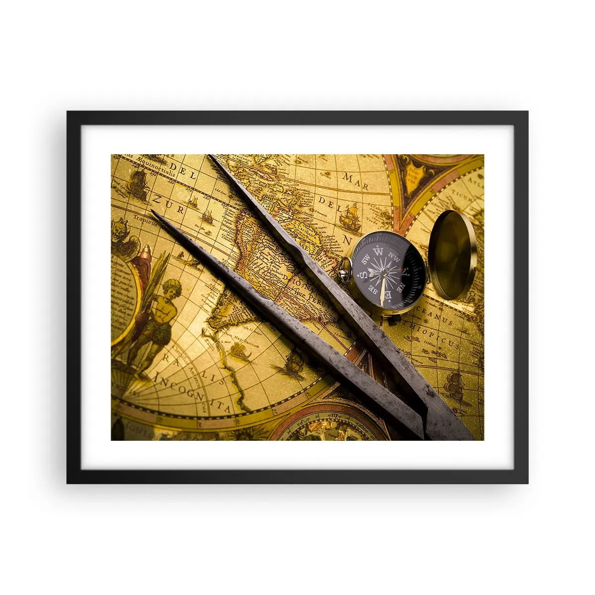 Affisch i svart ram - Var är skatterna? - 50x40 cm