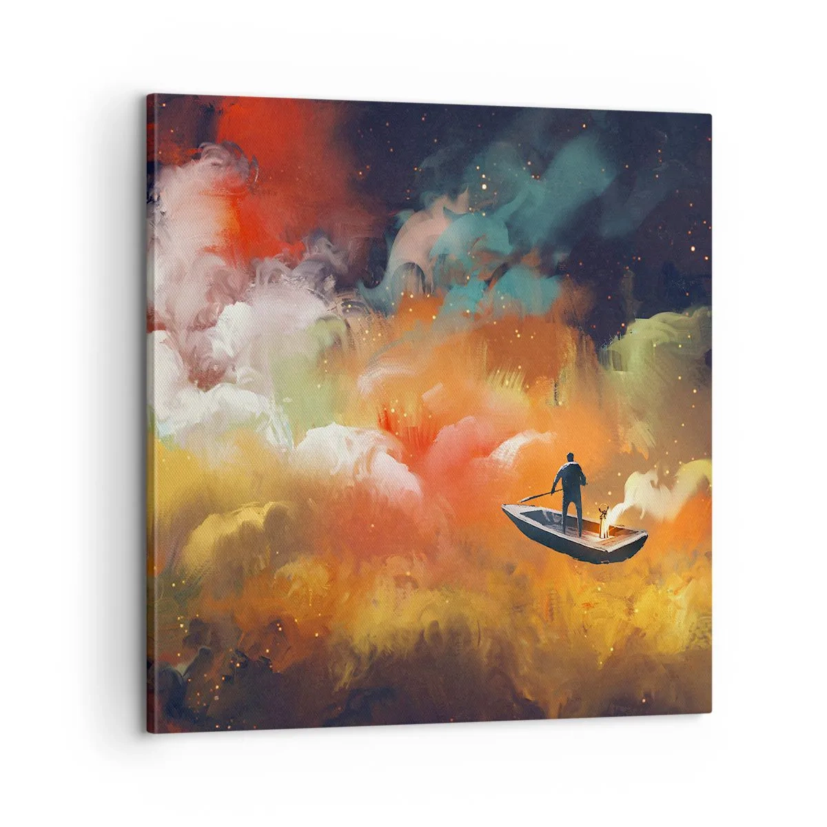 Canvastavla - Bild på duk - I båten genom galaxen - 60x60 cm