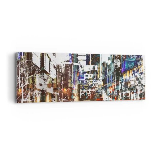 Canvastavla - Bild på duk - Blinkande stad - 90x30 cm