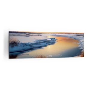 Canvastavla - Bild på duk - Vintersolnedgång - 160x50 cm