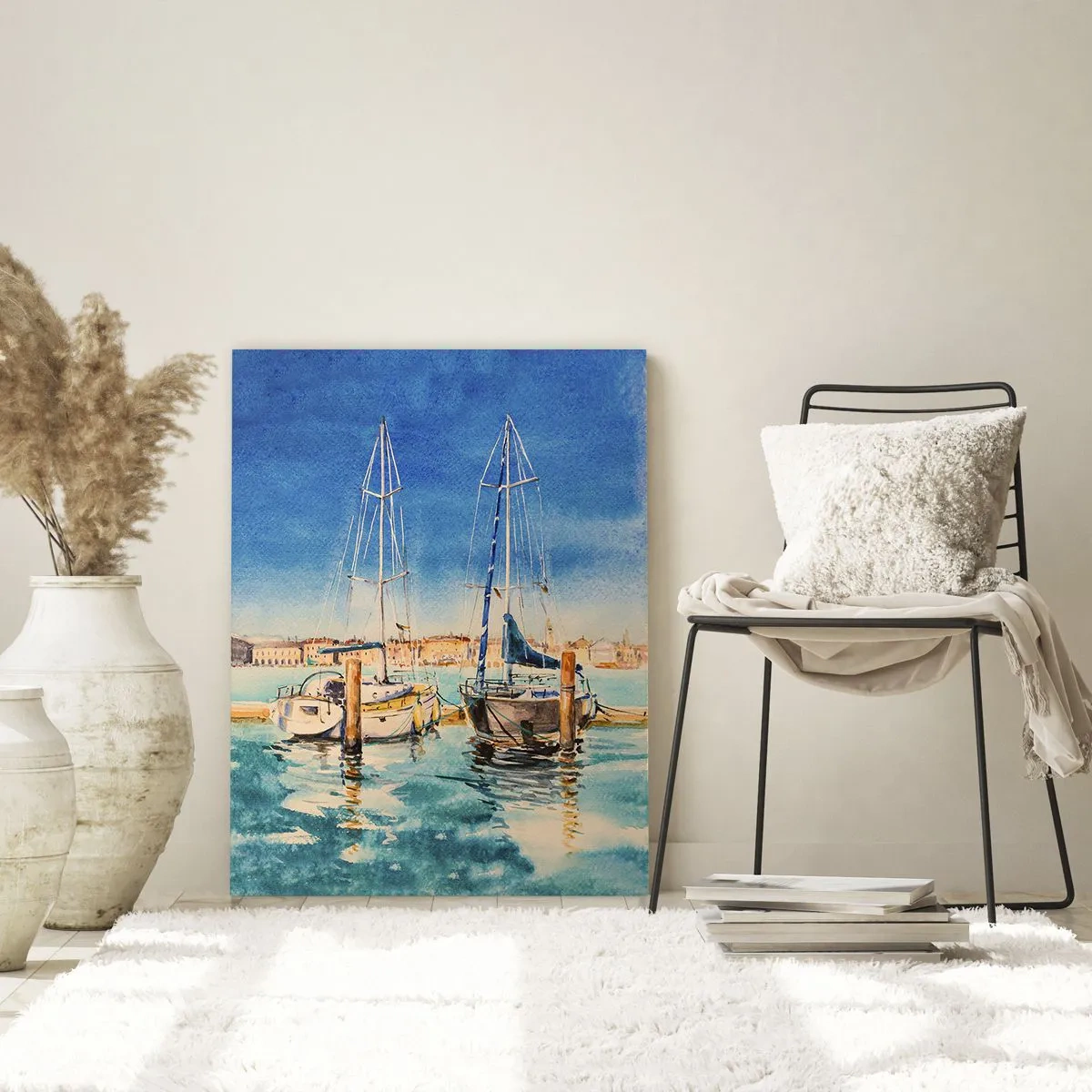 Glastavla - Bild på glas - Solig lagun - 50x70 cm
