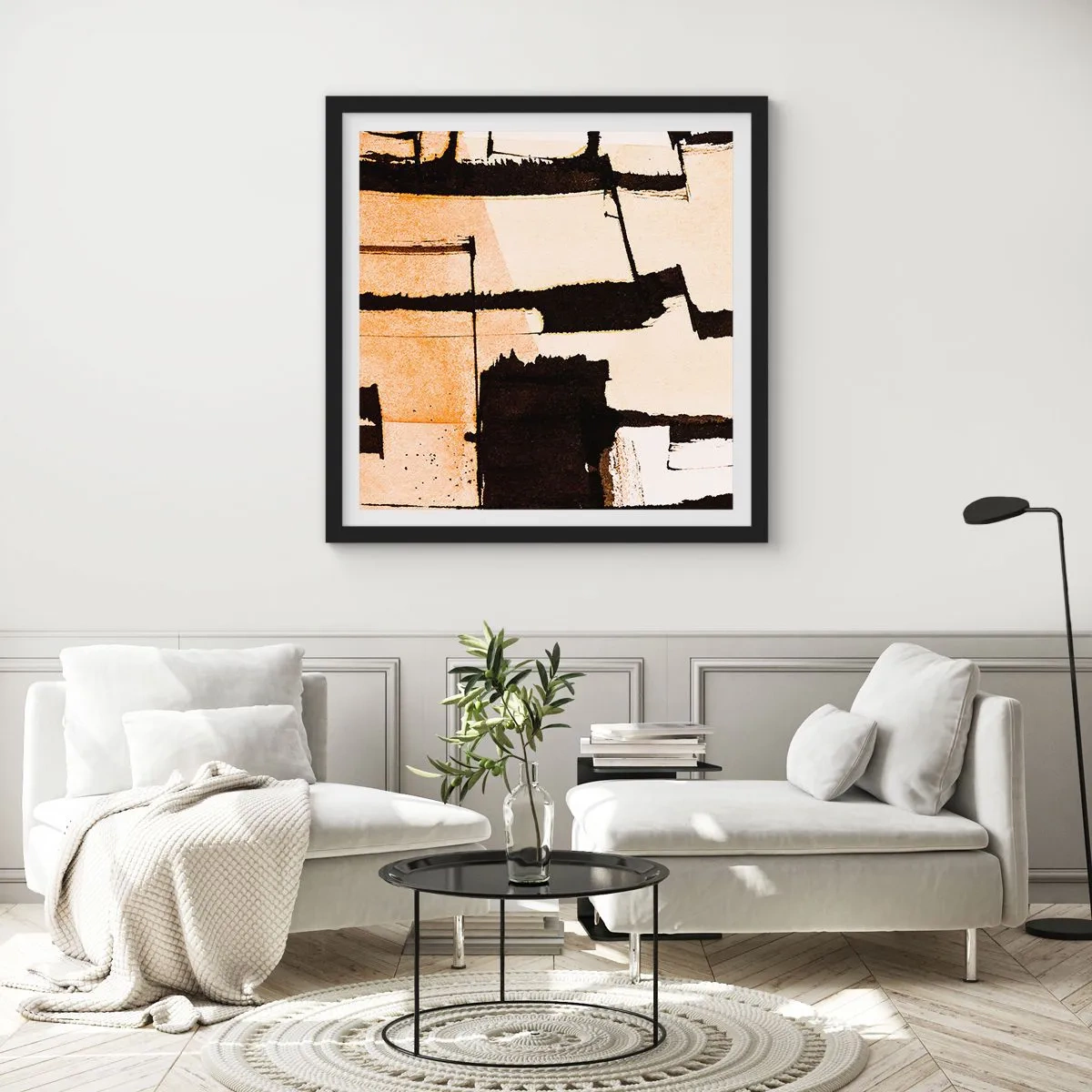 Affisch i svart ram - Ändå ordning - 60x60 cm